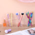 Xaajooio 2 6 Pcs Acrylic Makeup Brush Holder and Pencil Organizer, Compartments Clear Pen Holder for Desk, Office