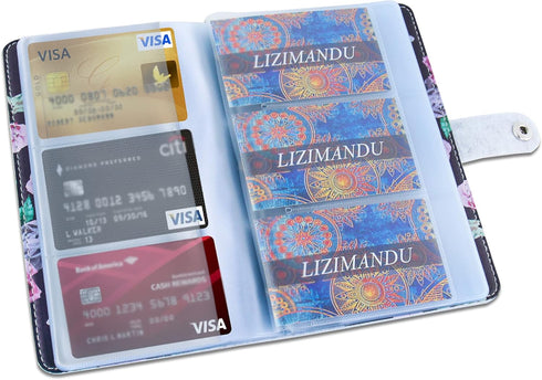 lizimandu Business Card Holder Book, PU Leather Organization Binder for Men & Women, Up to 96 Cards Capacity