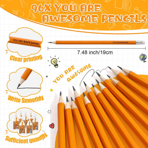 Spakon 48 Inspirational Mini Notebooks, 96 Motivational Pencils, Fun Erasers Gift Bag for Students