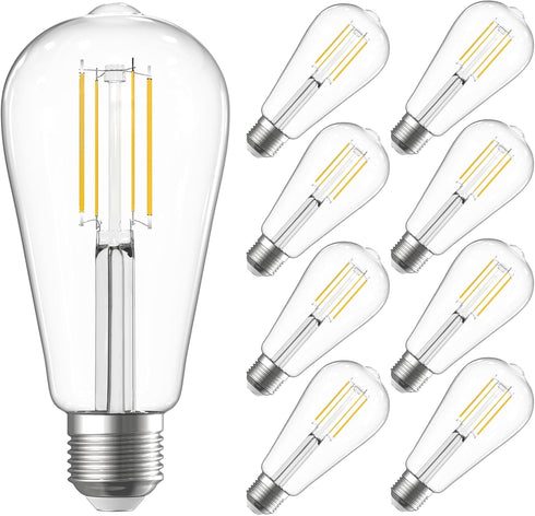 SHINESTAR 8-Pack Edison Bulbs, Dimmable Vintage Light Bulbs, Warm White 2700K, E26 LED Bulb 60 Watt Equivalent