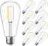 SHINESTAR 8-Pack Edison Bulbs, Dimmable Vintage Light Bulbs, Warm White 2700K, E26 LED Bulb 60 Watt Equivalent