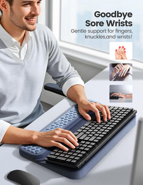 Vaydeer Wrist Rest with Keyboard Stand, Computer Wrist Support Pad, Ergonomic Keyboard Riser Holder Lift Tray
