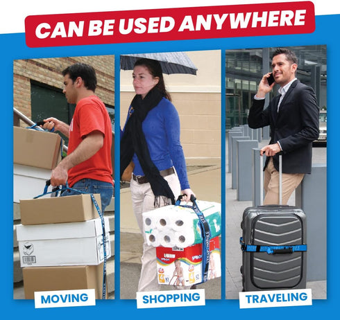Adjustable Carry Strap with Handle | Strong and Secure for Lifting, Moving, Carrying Heavy Boxes, Groceries, Beach