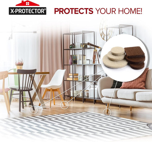 X-PROTECTOR Felt Furniture Pads, 133 PCS Premium Brown and Beige Pads - Best Protectors for Hardwood & Laminate Flooring