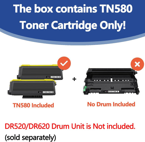OKGO Compatible TN580 TN650 Toner Cartridge 2 Pack Replacement for Brother TN620 TN550 (High Yield, Black)