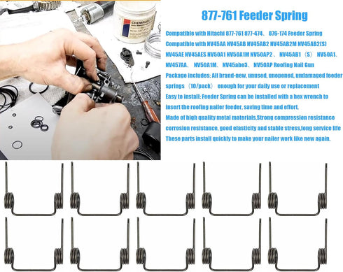 877-761 Feeder Spring Compatible with Hitachi NV45AA, NV45AB, NV45AB2(S), NV45AE N, NV50AP2, 10/Pack