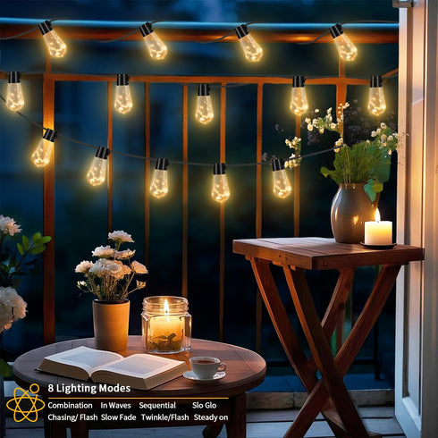 20 Bulb 14FT 100 Bulbs Hanging Battery Operated String Lights, LED Vintage Battery Outdoor Lights, Waterproof Indoor