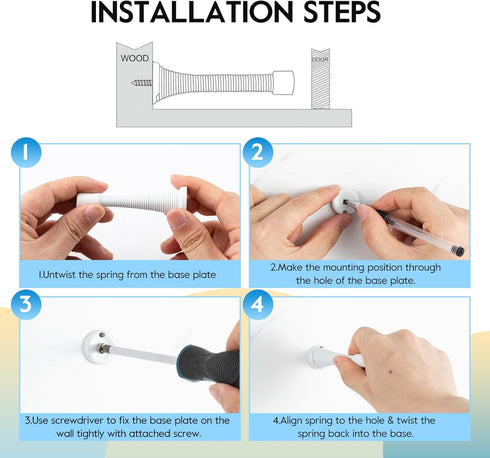 HOME MASTER HARDWARE 12 Pack Door Stoppers, White Rubber Door Draft Stopper for Bottom of Door, Heavy Duty Flexible