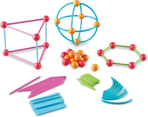 Set 170 5+ Learning Resources Geometric Shapes Building - Pieces, Ages Math Learning Games for Kids, Early Math Skills
