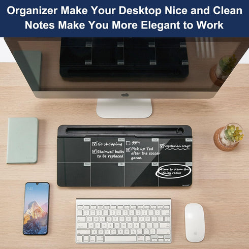 TSJ OFFICE Desktop Whiteboard Dry-Erase Board, Computer Keyboard Stand with Drawer, Desk Organizers