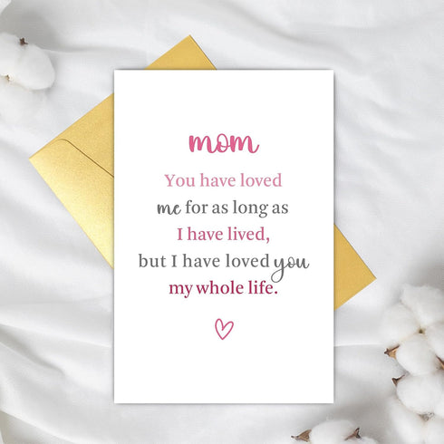 Supoeguk Heartfelt Mother's Day Card for Mom, Sweet Mom Birthday Card from Daughter Son, I Have Loved You My Whole Life