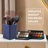 Metal Pen Holder for Desk, Square Aluminum Desktop Organizer, Makeup Brush Holder, Non-slip Silicone, 4×3.15inch, Blue
