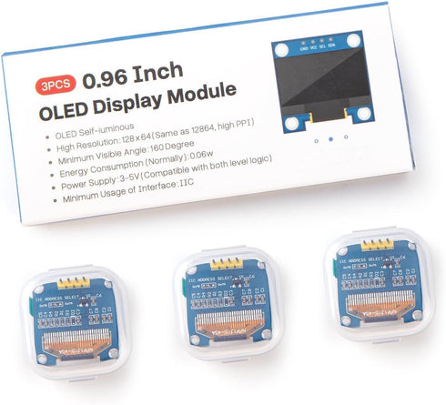 KEAcvise 3pcs 0.96 inch ssd1306 i2c OLED Display Screen Module - Compact self-Luminous mini LCD Screen for arduino