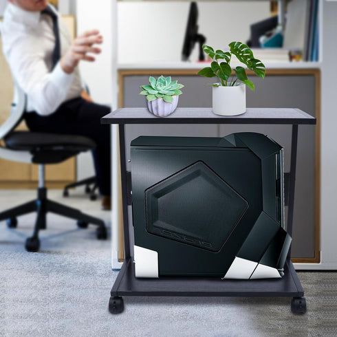 Ageanbri 2-Tier 20kg/44lbs Computer Carts & Machine Stands Rolling Computer Stand Each Layer Max Load-Bearing PC Stand