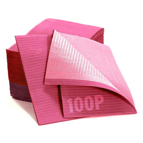 leunimedy 100-Pack Rose Red Tattoo Bib Sheets Disposable 13x18, 3-Ply Water-Resistant Salon Bibs