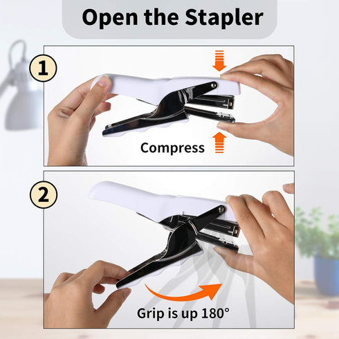 Stapler with 1000 Staples-Plier Stapler Save 60% Power,Good for Stapling at Home School or Warehouse (white) by COCOMK