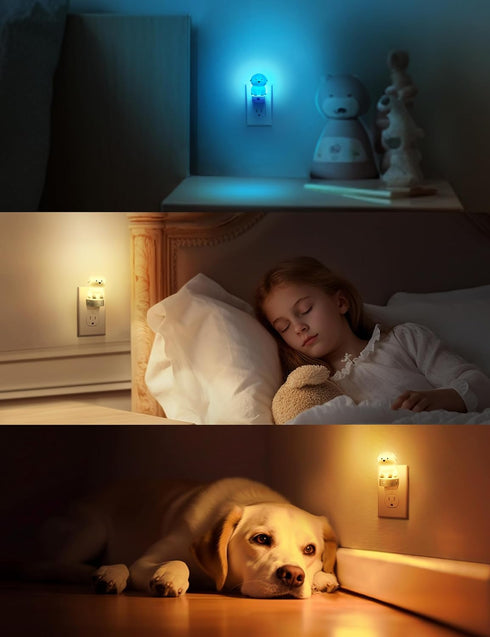 3D 3000K L LOHAS LED Plug in Night Light for Kids, Cute Puppy Night Lights with Dusk to Dawn Sensor, RGB+Soft White Dog