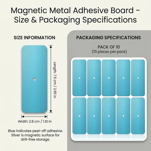 JJUNW 10 Counter PCS Under Cabinet Light Magnetic Strip, Adhesive Metal Plates for Magnetic Mounts Replacement Magnetic