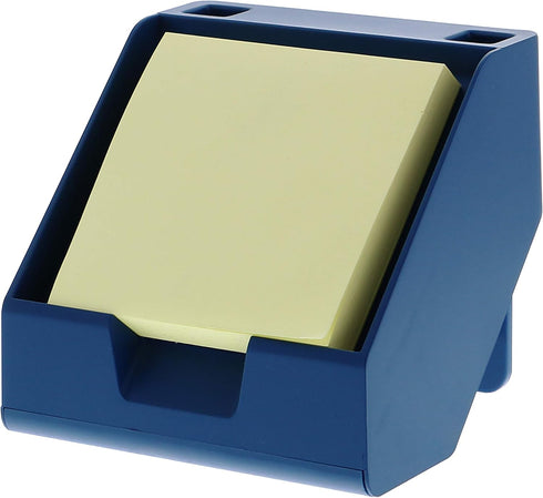 Bostitch Office Sticky Note Holder and Business Card Stand, Includes Pen Holders, Blue