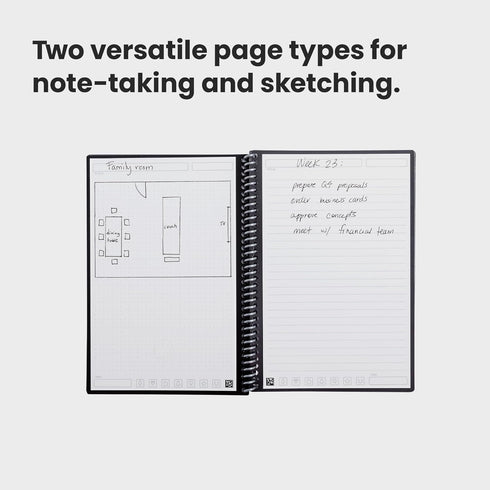 Rocketbook Fusion Reusable Undated Productivity Planner, Executive Size 6x8.8, Black for Goals and Notes