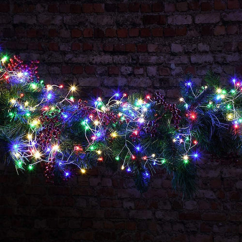 2 Pack 8 33ft-100LED, 40ft-120LED, 66ft-200LED, 80ft-240LED, 33) Solar Powered Fairy String Lights Outdoor Waterproof