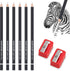 Professional Eraser Pencil Set, 6pc Eraser Pencils and 2pc Sharpener for Sketching and Charcoal Drawings