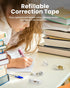 Four Candies 4PCS Refillable Retractable White Out Correction Tape, Colorful Mini Aesthetic Pen Shaped Quick Dry Easy