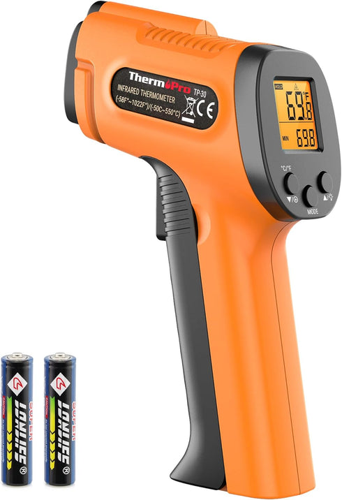 ThermoPro TP30 Infrared Thermometer Gun, Laser Temperature Gun for Cooking, HVAC, Adjustable Emissivity