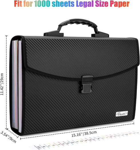 Uquelic 26 Pockets Expanding File Folder, Durable Buckle, Large Legal Size Accordion Filing Organizer