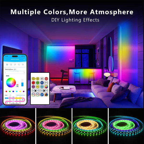 100ft 5050 dalattin BGRIC Led Lights for Bedroom, LED Strip with DIY Multiple Colors, Work with Alexa&Google Assistant