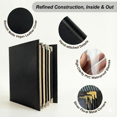 8.5 11, 2 Pack 4 8 Restaurant Menu Covers x Menu Holder Faux Leather Menu Book with Clear PVC Sleeves, Page View
