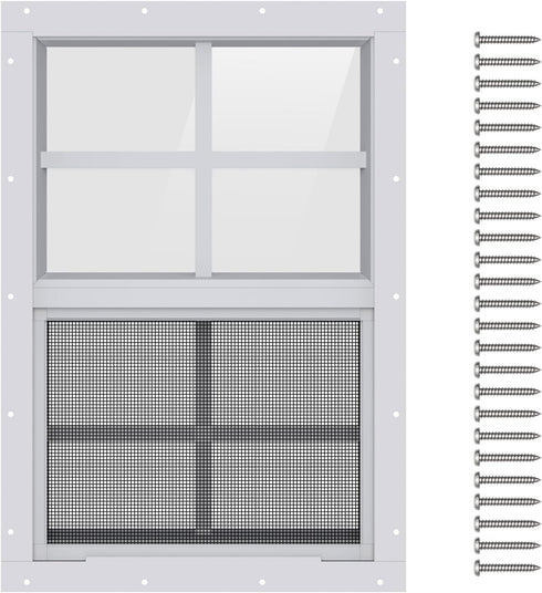 AIRGBW Windows for Chicken Coop with Screens, Aluminum Exterial Window Replacement for Playhouse,