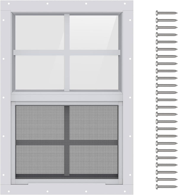 AIRGBW Windows for Chicken Coop with Screens, Aluminum Exterial Window Replacement for Playhouse,
