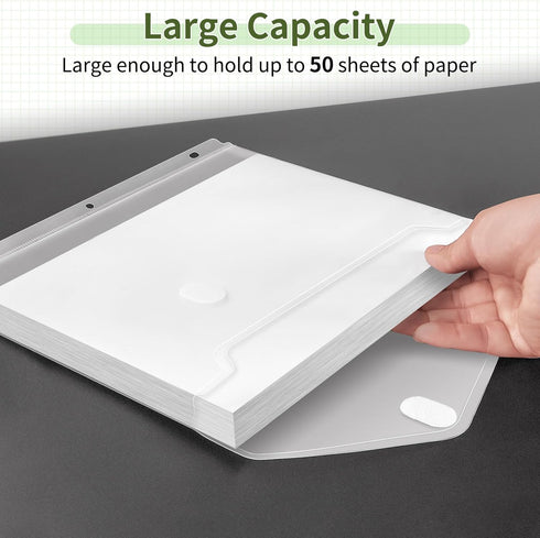 Sooez 30 Pack Binder Folders, Heavyweight Pockets for 3 Ring Binder, High Capacity Clear Binder Pouch