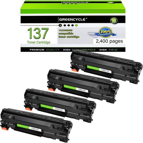 greencycle 4 Pack Compatible Toner Cartridge for Canon 137 - Replacement for CRG137, 9435B001AA, for ImageClass D570,