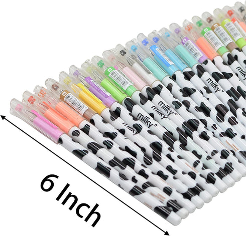 Yansanido 12 Colors Kawaii Cow Design Gel Pen, Office School Home Travel Gift for Friends and Students