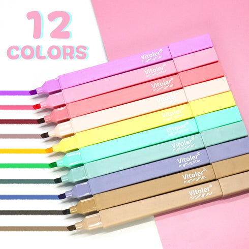 Vitoler Aesthetic Cute Highlighters Bible Pastel Highlighters,10Pcs Rainbow Color Bible Highlighters No Bleed with Soft Chisel Tip,Pastel Highlighter Marking Pens,Great for Painting,Noting,Marking by Vitoler