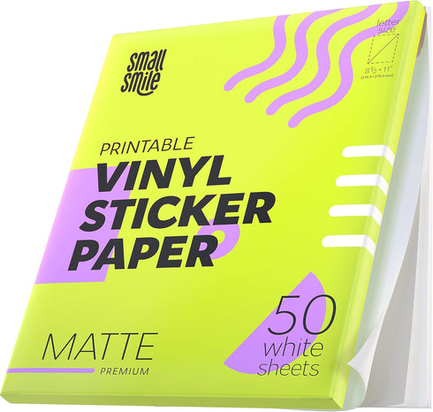 Premium Printable Vinyl Sticker Paper for Inkjet Printer and Laser - 50
