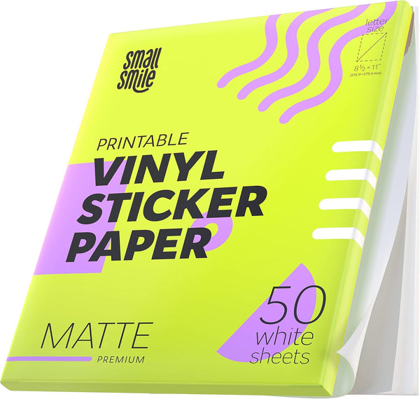 Premium Printable Vinyl Sticker Paper for Inkjet Printer and Laser - 50