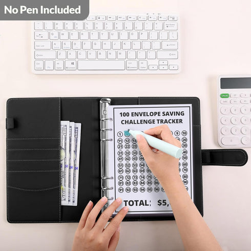 SKYDUE 100 Envelopes Money Saving Challenge Binder, A5 Budget Binder with Cash Envelopes for Savings