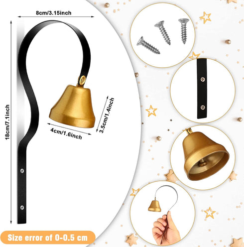 4 Pcs Shopkeepers Bell Antique Doorbell Wall Mounted Metal Shopkeepers Doorbell Dog Training Bell Ring Bell for Door Opening, 1.6 Inch Bell Diameter, Remind You Customer Coming by Oudain