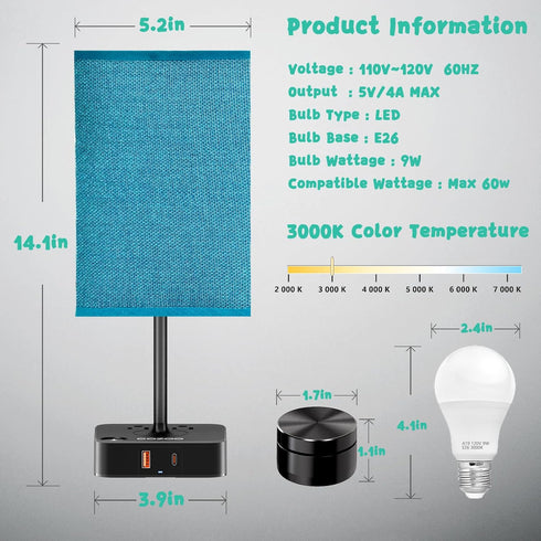 Dimmable Nightstand Lamp & USB C+A Fast Charging Station: Modern Bedside Table Lamp with Remote & Touch Control, Warm