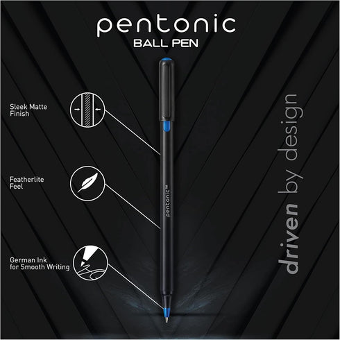 Pentonic Ballpoint Pens in Pen Organizer, Bulk 50 Count, Black Ink, 1.0 mm Medium Point for Journaling