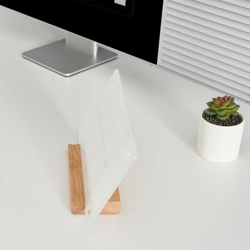 Desktop Glass Weekly Planner Whiteboard with Detachable Wood Stand, 12x6" - Portable Dry Erase Calendar for Home