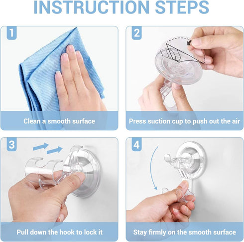 Teletrogy 4 Pack, Suction Cup Razor Holder Reusable Powerful Shower Suction Hooks for Inside Shower, Waterproof Shaver