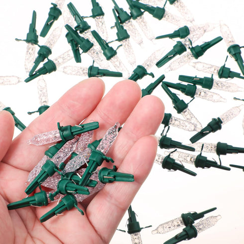 60 Pack Christmas Replacement Mini Bulbs, 3 V LED String Lights for Outdoor Indoor Christmas Tree (Green Base)
