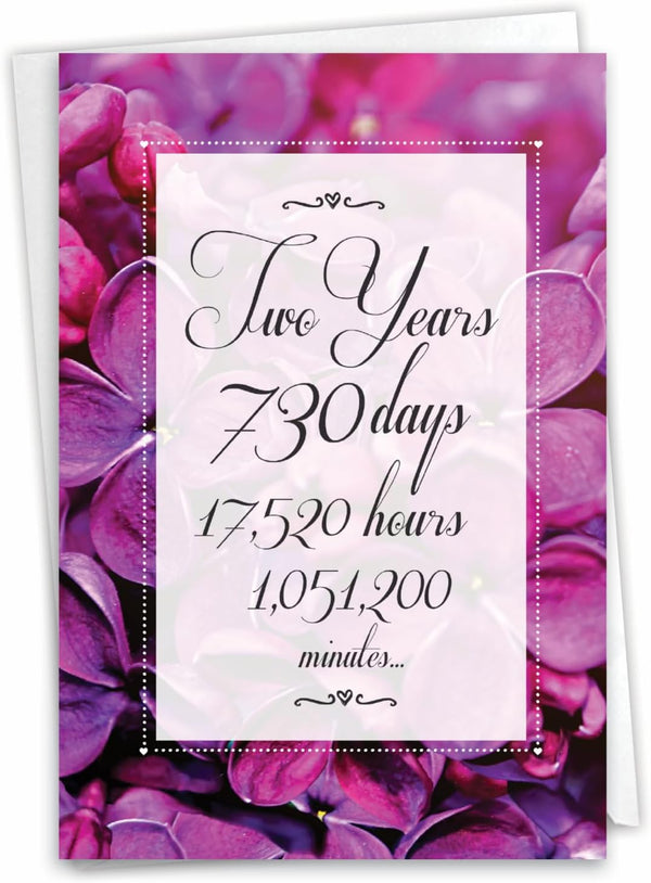 NobleWorks 2nd Milestone Anniversary Notecard w/Envelope, 2 Years of Marriage Love Flower for Couples