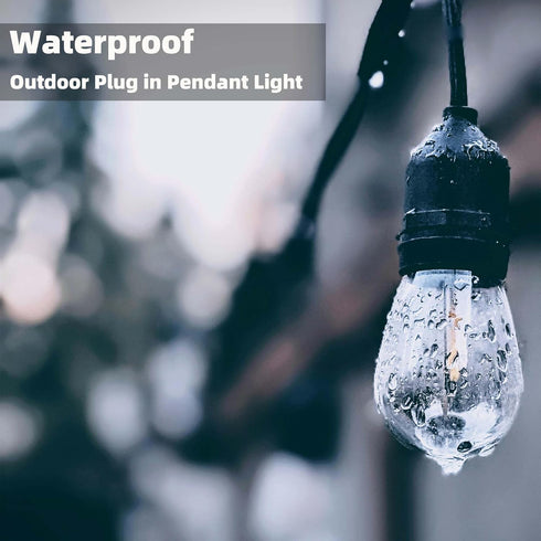 10 1 Pack E26 E27 Feet Waterproof Wire Electric Light Socket, Outdoor Black Plug in Pendant Light, Socket for Vintage