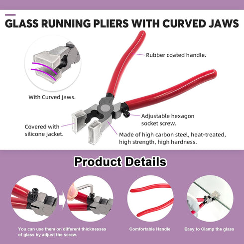 Swpeet 10Pcs Grozer Glass Cutter Tools Kit, Mosaic Wheeled Glass Tile Nippers, Glass Running Pliers, Breaker Pliers