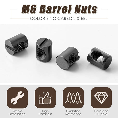 Blulu 50 M6 M6 10 mm 13 mm Pcs Metric Barrel Nuts Cross Dowels Slotted Nuts Bunk Bed Replacement Hardware Headboard